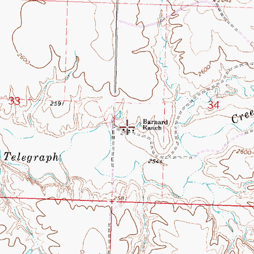 Topographic Map of Barnard Ranch, MT