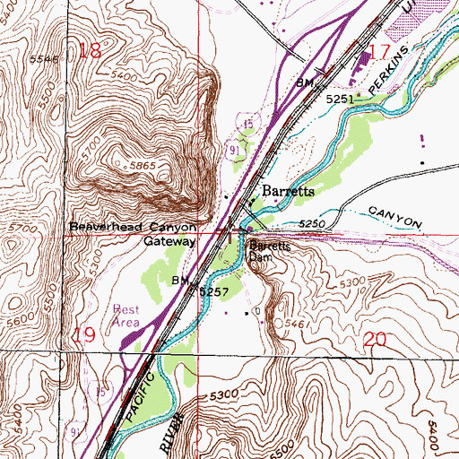 Topographic Map of Barretts Dam, MT
