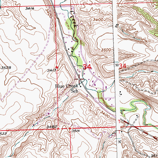 Topographic Map of Basin Creek, MT