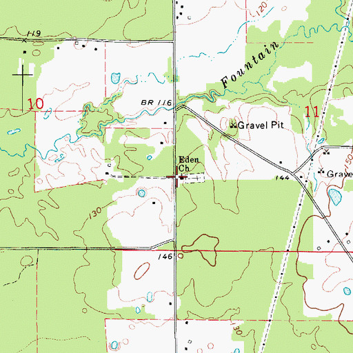 Topographic Map of Eden Baptist Church, AR