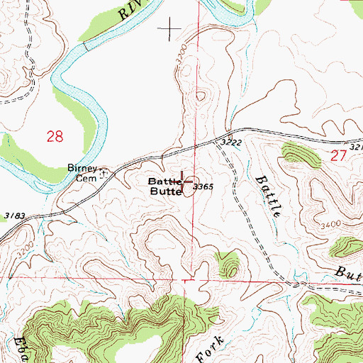Topographic Map of Battle Butte, MT