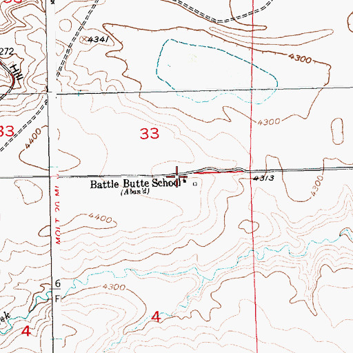 Topographic Map of Battle Butte School (historical), MT