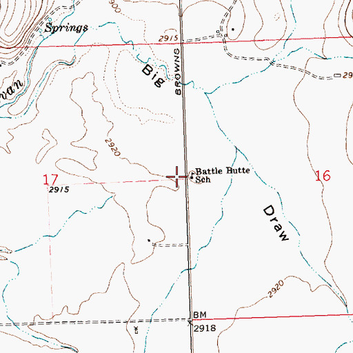 Topographic Map of Battle Butte School (historical), MT