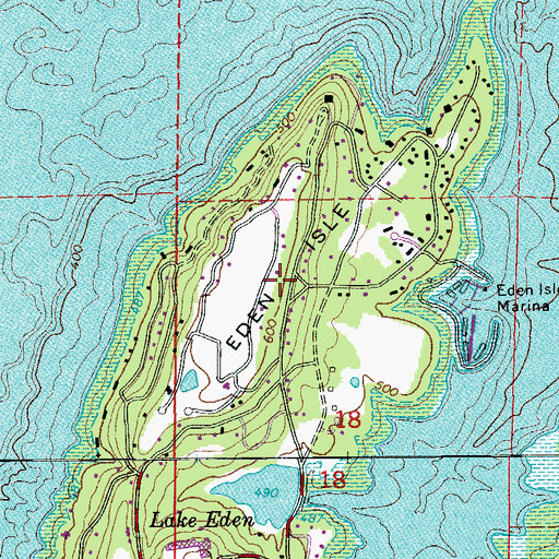 Topographic Map of Eden Isle, AR
