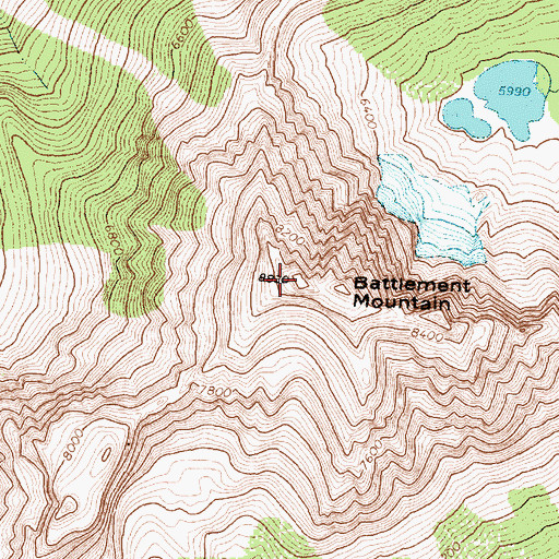 Topographic Map of Battlement Mountain, MT