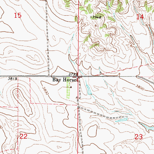 Topographic Map of Bay Horse, MT