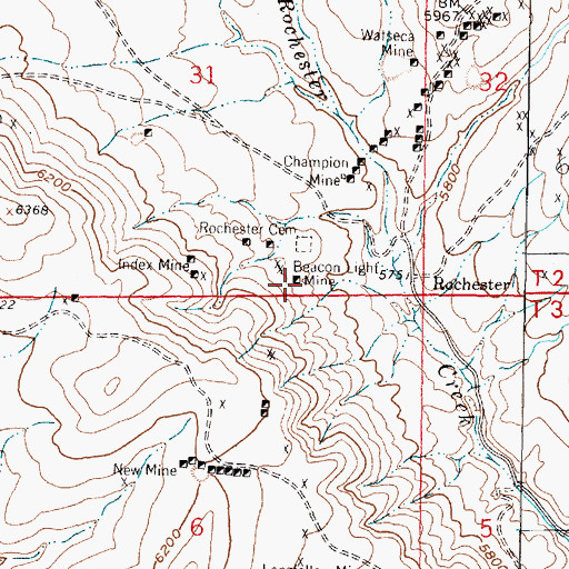 Topographic Map of Beacon Light Mine, MT