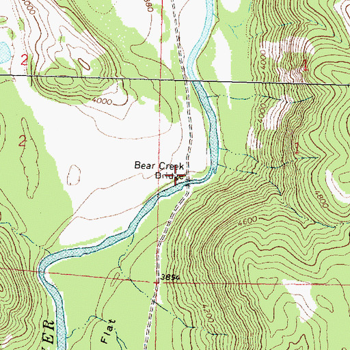 Topographic Map of Bear Creek Bridge, MT