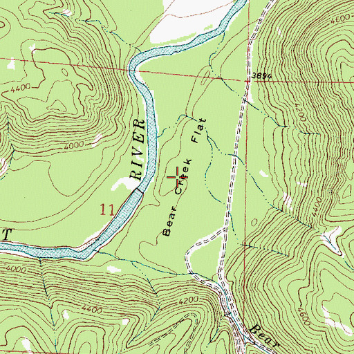 Topographic Map of Bear Creek Flat, MT
