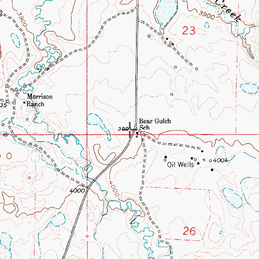 Topographic Map of Bear Gulch School (historical), MT