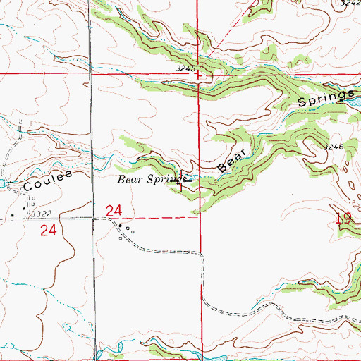 Topographic Map of Bear Springs, MT
