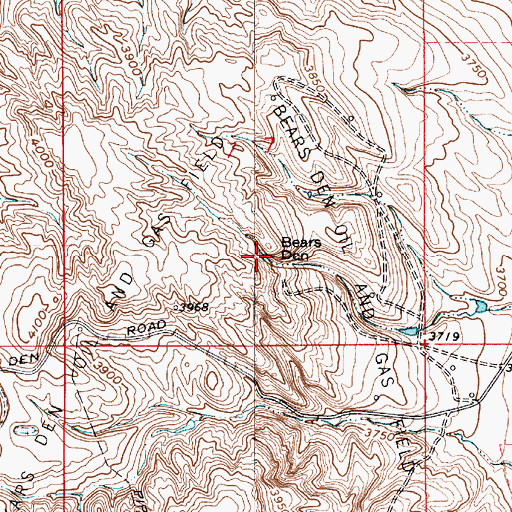 Topographic Map of Bears Den, MT