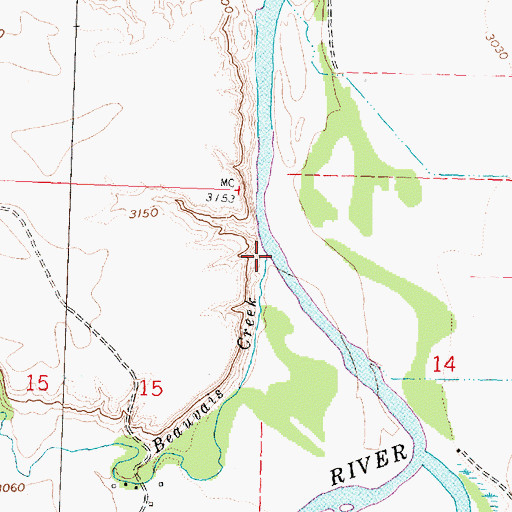 Topographic Map of Beauvais Creek, MT