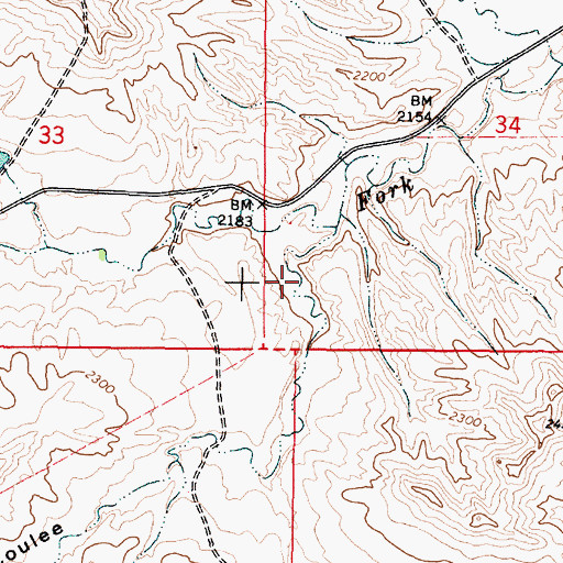 Topographic Map of Beaver Coulee, MT