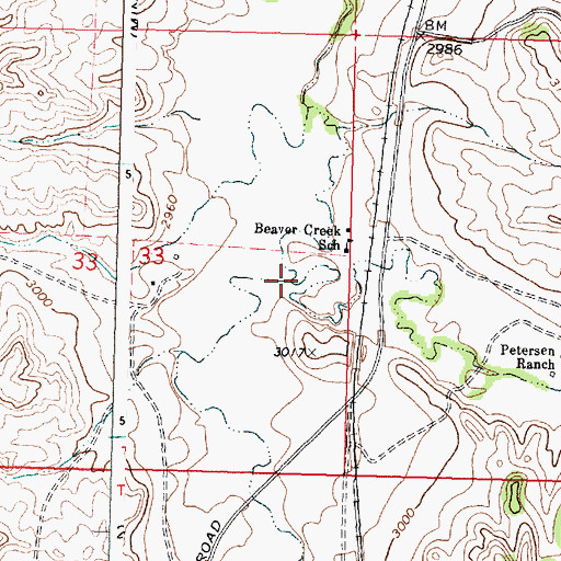 Topographic Map of Beaver Creek, MT