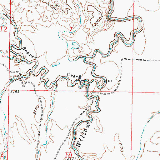 Topographic Map of Beaver Creek, MT