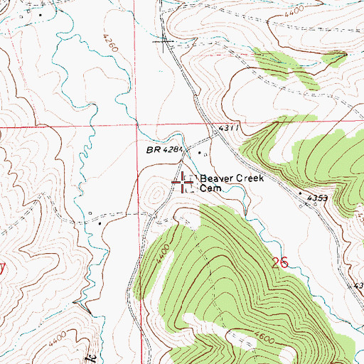Topographic Map of Beaver Creek Cemetery, MT