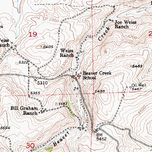 Topographic Map of Beaver Creek School (historical), MT