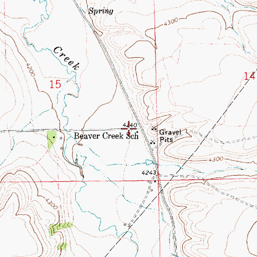 Topographic Map of Beaver Creek School (historical), MT