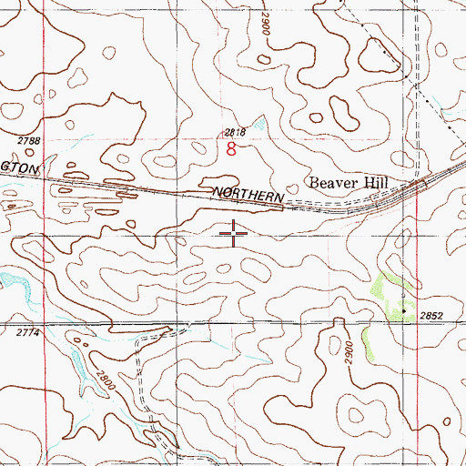 Topographic Map of Beaver Hill Siding, MT