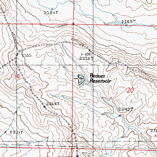 Topographic Map of Beaver Reservoir, MT