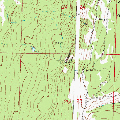 Topographic Map of Beaver Slide, MT