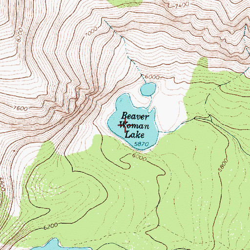 Topographic Map of Beaver Woman Lake, MT