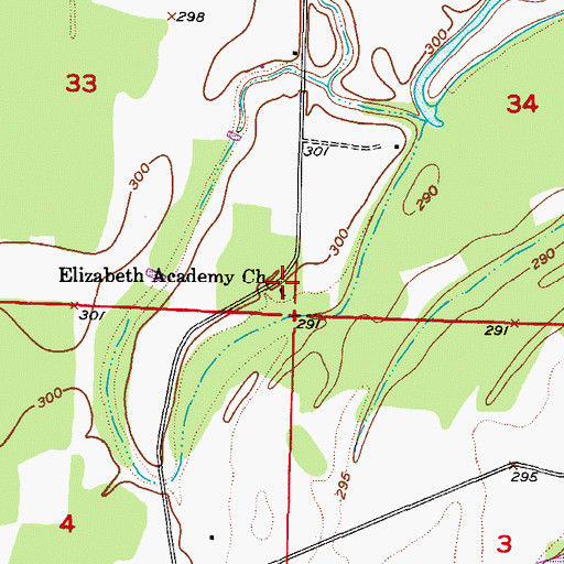 Topographic Map of Elizabeth Baptist Church, AR