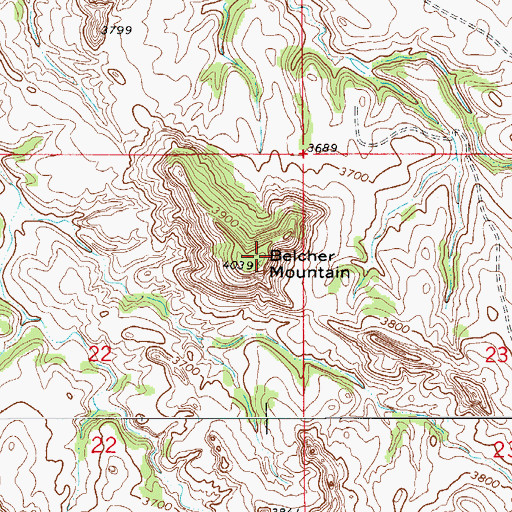 Topographic Map of Belcher Mountain, MT