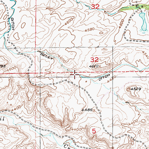 Topographic Map of Beley Ditch, MT