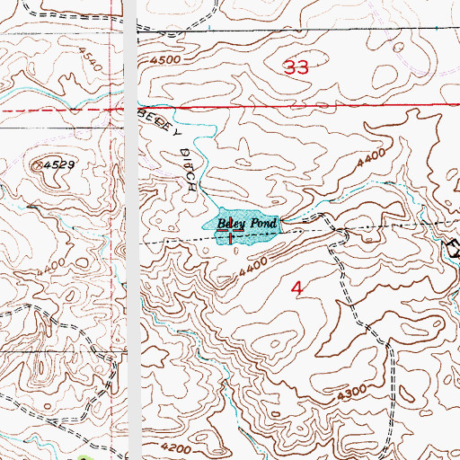 Topographic Map of Beley Pond, MT
