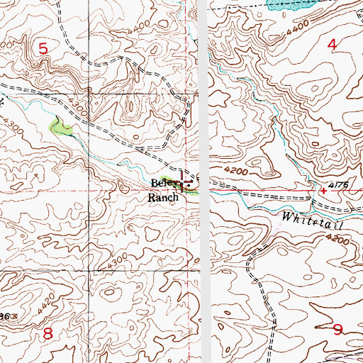 Topographic Map of Beley Ranch, MT