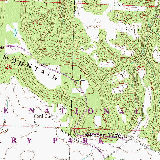 Topographic Map of Elkhorn Mountain, AR