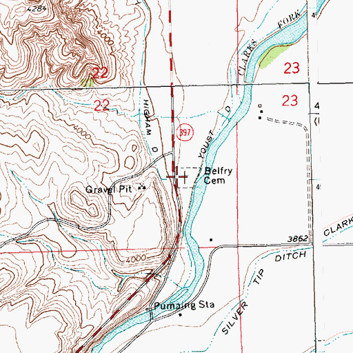 Topographic Map of Belfry Cemetery, MT