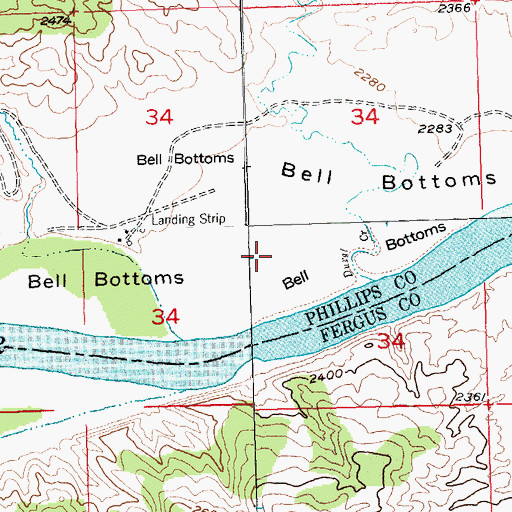 Topographic Map of Bell Bottoms, MT