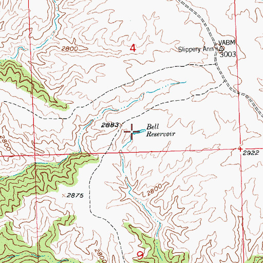 Topographic Map of Bell Reservoir, MT