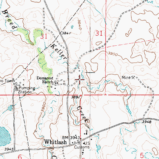 Topographic Map of Belle Creek, MT