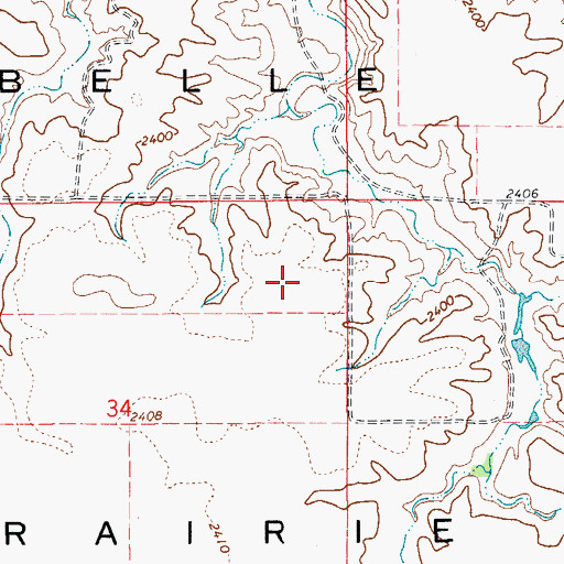 Topographic Map of Belle Prairie, MT