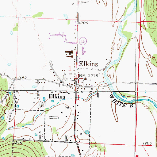 Topographic Map of Elkins, AR