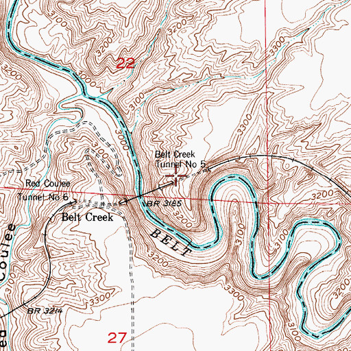 Topographic Map of Belt Creek Tunnel Number 5, MT