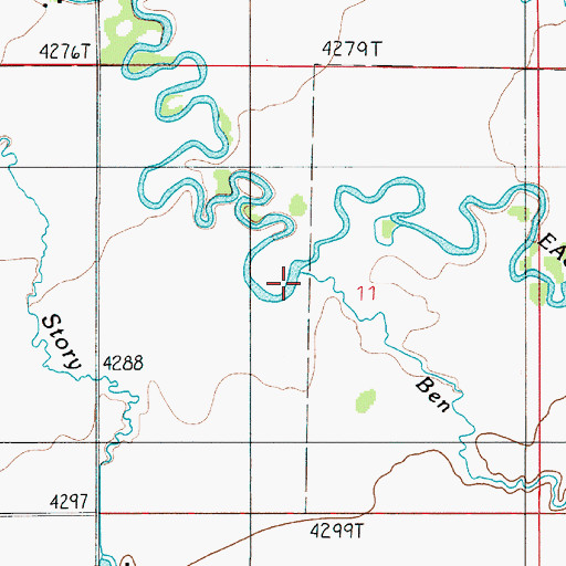 Topographic Map of Ben Hart Creek, MT