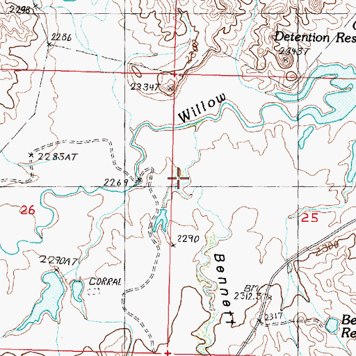 Topographic Map of Bennett Coulee, MT