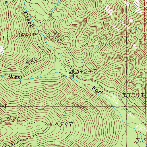 Topographic Map of Benning Creek, MT