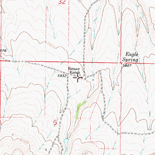 Topographic Map of Benson Ranch, MT