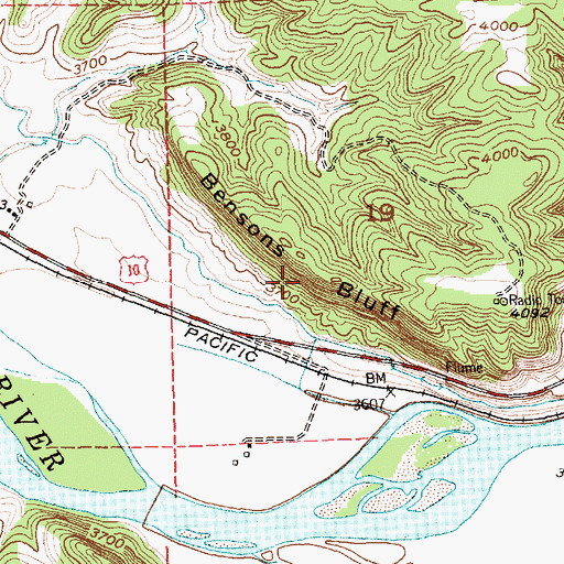 Topographic Map of Bensons Bluff, MT