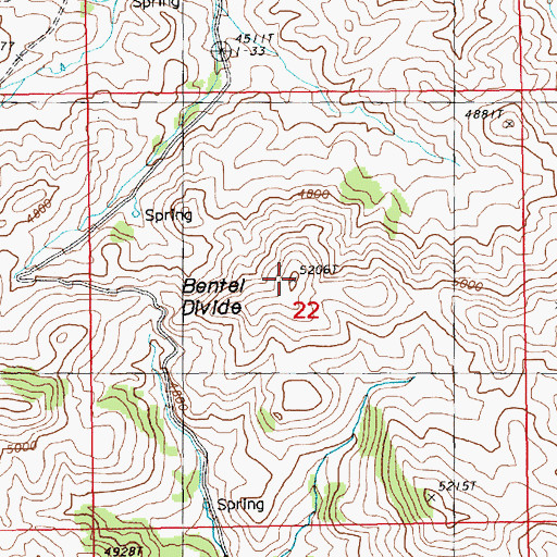 Topographic Map of Bentel Divide, MT