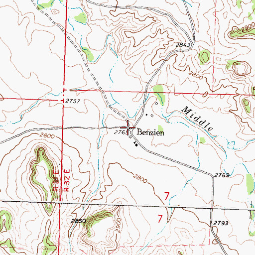 Topographic Map of Benzien, MT
