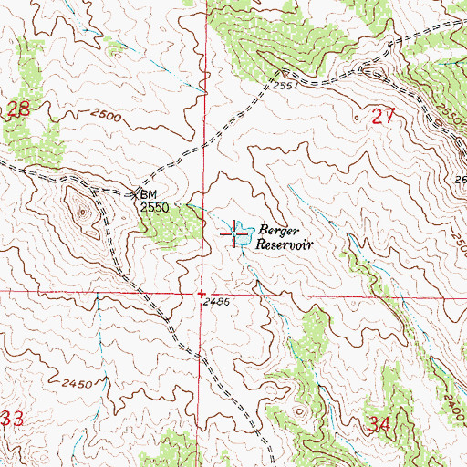 Topographic Map of Berger Reservoir, MT