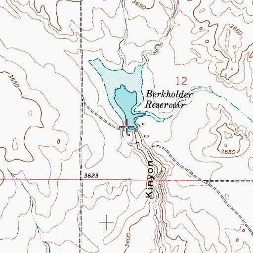 Topographic Map of Berkholder Reservoir, MT
