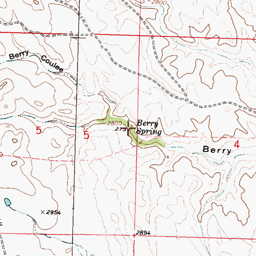Topographic Map of Berry Spring, MT